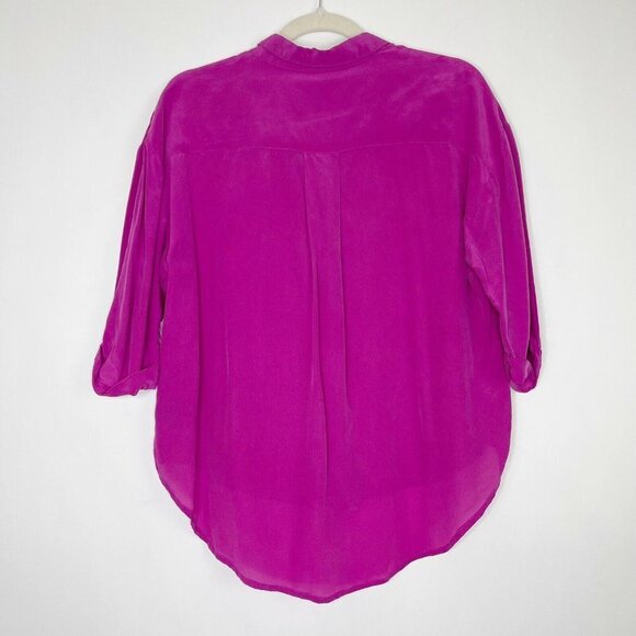 Anthropologie Maeve Silk Blouse Womens Size XS Pink Button Front Cutout Top - Picture 5 of 7